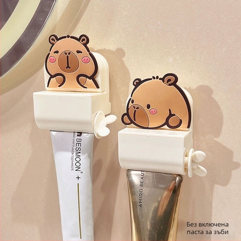 Уред за изцеждане на паста за зъби с вакуумна присоска за стена, без пробив, сладък анимационен Мики и Минни, ръчна работа