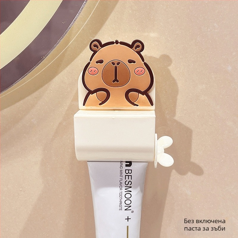 Уред за изцеждане на паста за зъби с вакуумна присоска за стена, без пробив, сладък анимационен Мики и Минни, ръчна работа