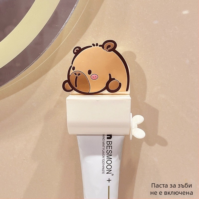 Уред за изцеждане на паста за зъби с вакуумна присоска за стена, без пробив, сладък анимационен Мики и Минни, ръчна работа