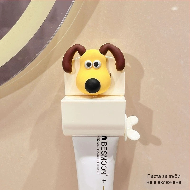 Уред за изцеждане на паста за зъби с вакуумна присоска за стена, без пробив, сладък анимационен Мики и Минни, ръчна работа