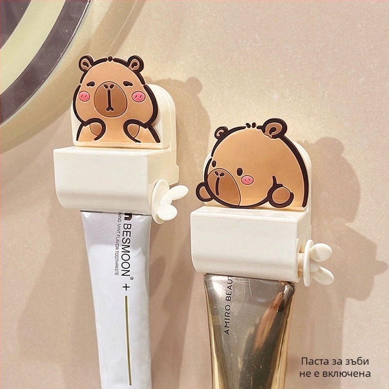Уред за изцеждане на паста за зъби с вакуумна присоска за стена, без пробив, сладък анимационен Мики и Минни, ръчна работа