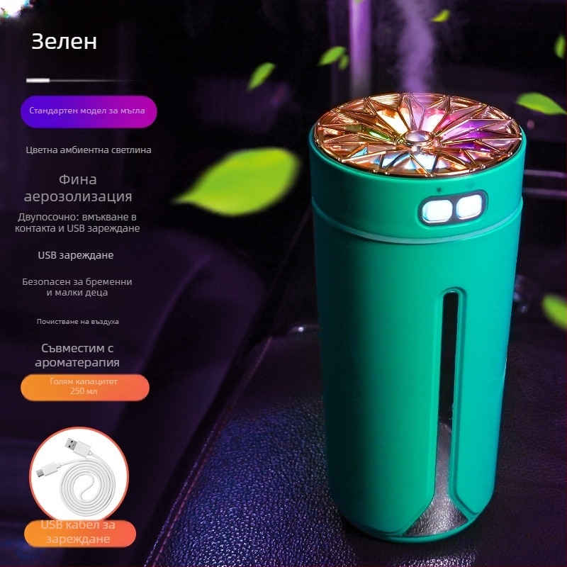 Автомобилен овлажнител и спрей за аромати, ABS материал, 5V захранване, 2W мощност, универсална съвместимост, обхват до 10 м²