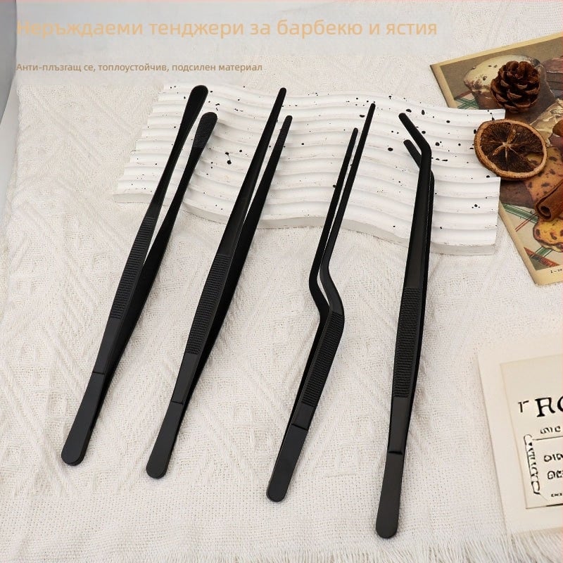 Хранителна щипка за барбекю от неръждаема стомана 430, висока температурна устойчивост, корейски стил за сервиране