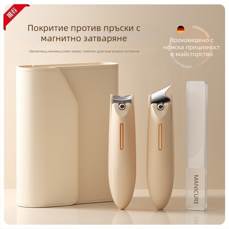 Комплект нокторезачки за маникюр с антикапещ дизайн, плоско устие и наклонен отвор, изработен от пластмаса и въглеродна стомана