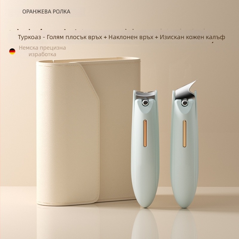 Комплект нокторезачки за маникюр с антикапещ дизайн, плоско устие и наклонен отвор, изработен от пластмаса и въглеродна стомана