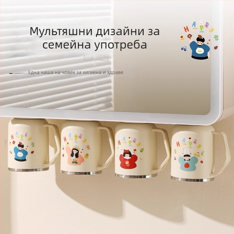 Магнитен съд за изплакване от 304 неръждаема стомана с огледален шкаф за монтаж отдолу — държач за четки за зъби и паста за зъби