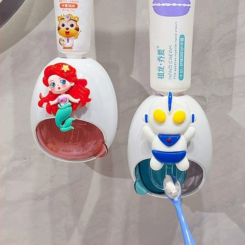 Автоматичен изстисквач за паста за зъби – стенен монтаж, без пробив, симпатичен дизайн с русалка за деца (Марка: Default items; Внос: Не)