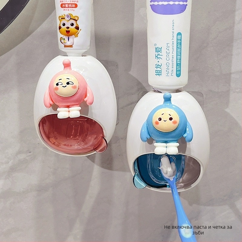 Автоматичен изстисквач за паста за зъби – стенен монтаж, без пробив, симпатичен дизайн с русалка за деца (Марка: Default items; Внос: Не)