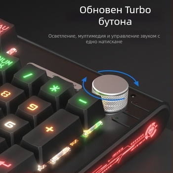 Механична клавиатура K1000 с 104 клавиша, кабелна връзка, RGB подсветка и метална конструкция.