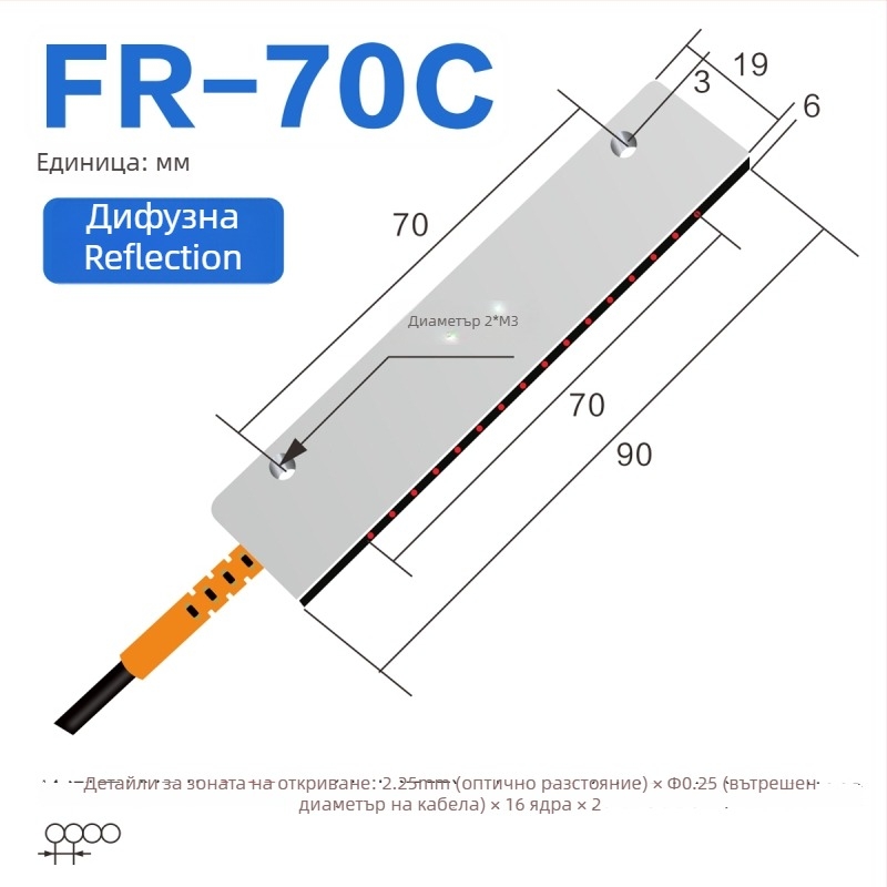 Through-beam оптичен матричен сензор-усилвател за областно откриване, дифузно отражение