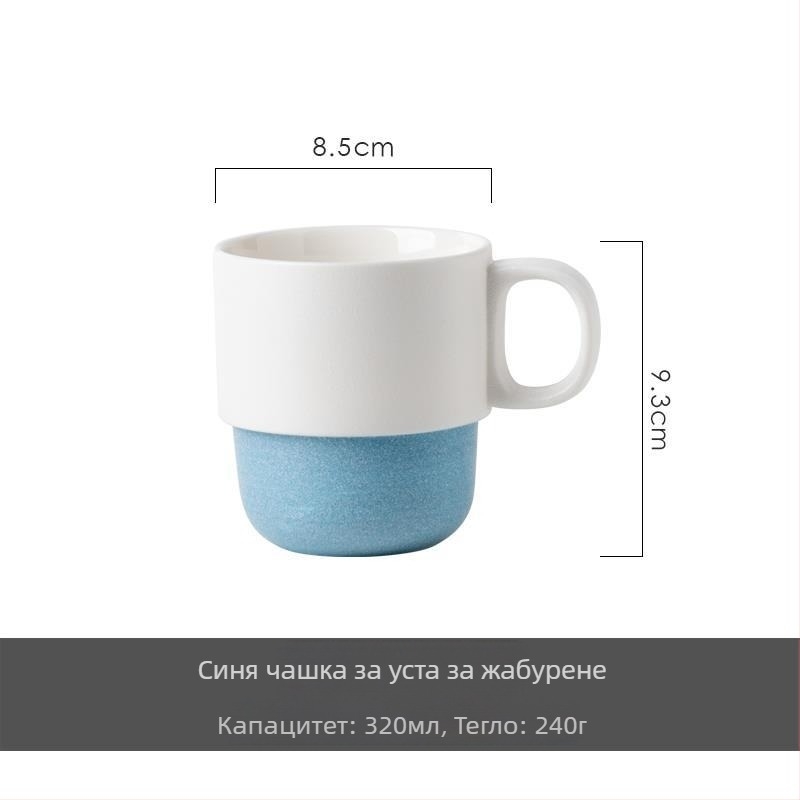 Керамичен японски комплект за баня от три части със снежна глазура — чаши за уста и за четки за зъби за двама