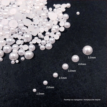 Комплект перлени декорации за маникюр Rose forest — полусферични плоски перли, Материали: пластмаса, перла, смола; Серия: полусферични перли; Дизайн: цветя, любов, капка вода