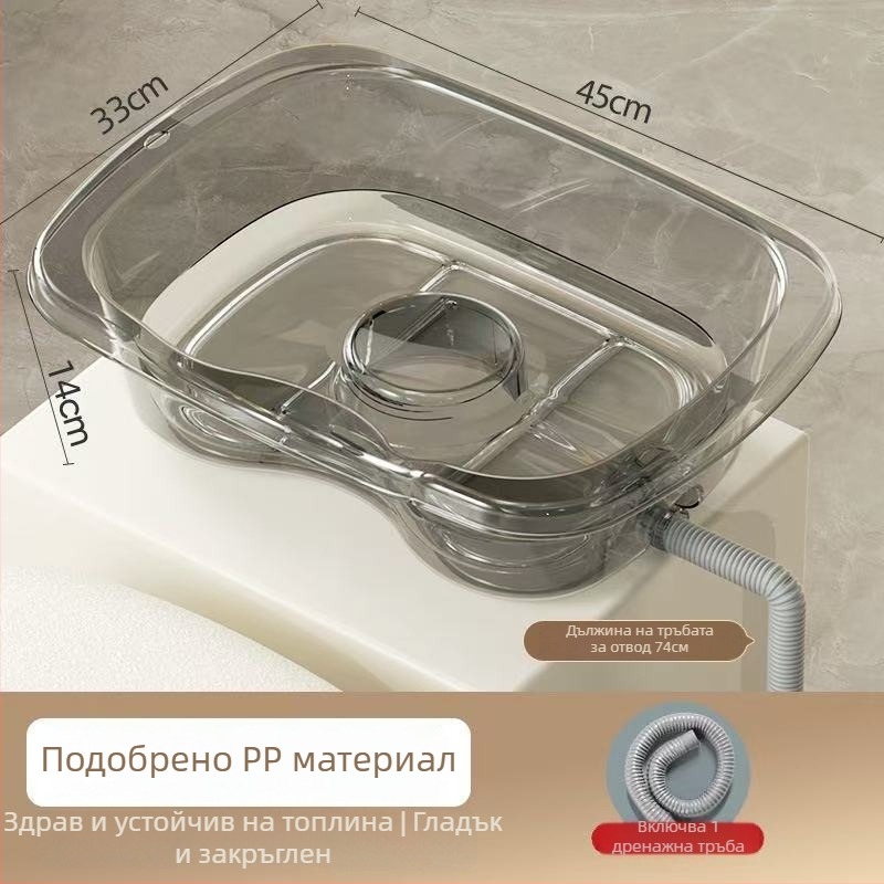 Домашен пластмасов басейн за измиване на коса в легнало положение — за възрастни, бременни и грижи за пациенти в легло; Материал: пластмаса; Бранд: Друг; Спецификация: 1