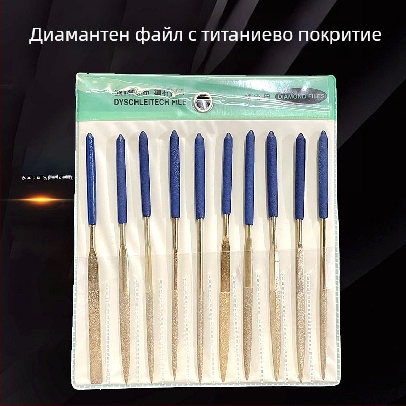 Chaohuidong електроплатирани диамантени файлове от сплав за обработка на стъкло — набор с различни форми: полукръгъл, плосък и триъгълен