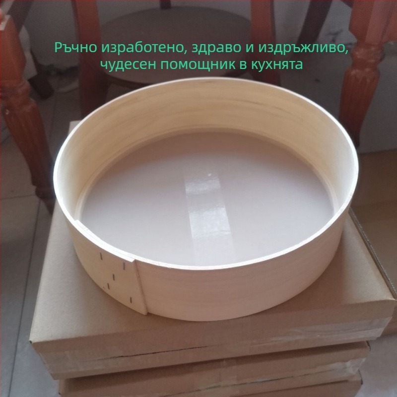 Ръчно изработен дървен пресявач за брашно с кръгла кошница – фермерски стил