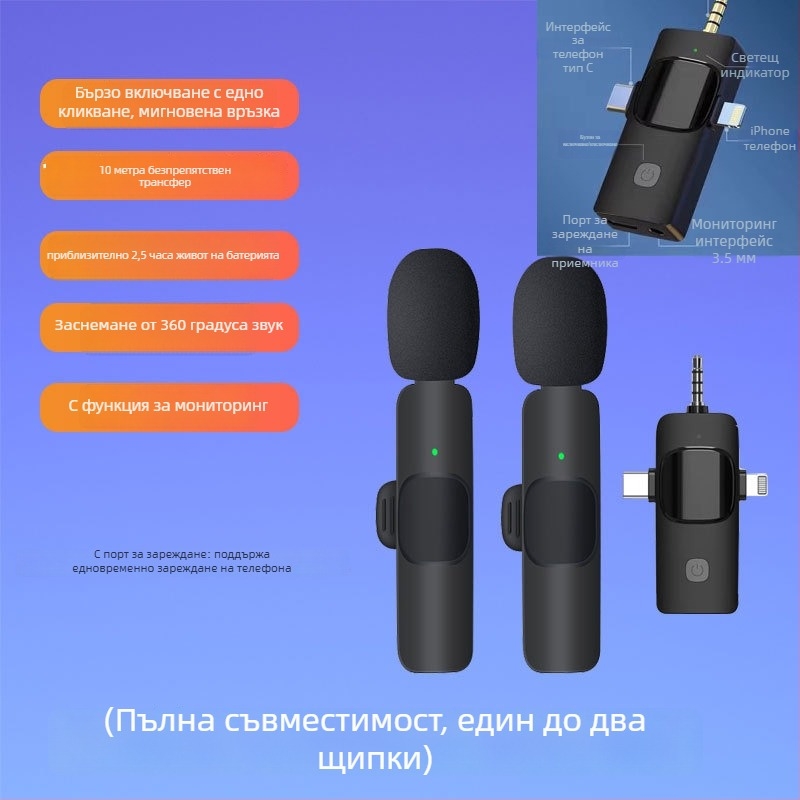 Лапел микрофон с клипс – динамичен микрофон, шумозаглушаващ, модел K35, SNR ≥70 dB, с превключване на насоченост