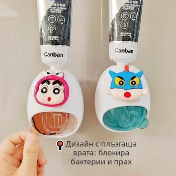 Дозатор за паста за зъби и държач за деца – детски карикатурен дизайн, универсална употреба, монтаж без пробиване