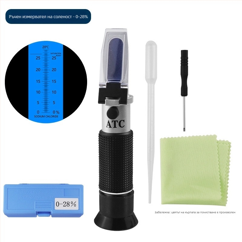 3-в-1 тестер за соленост, алкохол и захарност; уринно специфично тегло детектор; тестер за вино и бира