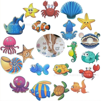 Sunset самозалепващи противохлъзващи стикери за под и стена, морски детски дизайн, гума като основа, 20 бр./пакет, дебелина 0,8 мм