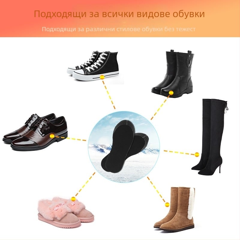 Унисекс USB‑зарядна отопляема стелка за зимно затопляне със самозагряваща електрическа подложка и мека кадифена подплата