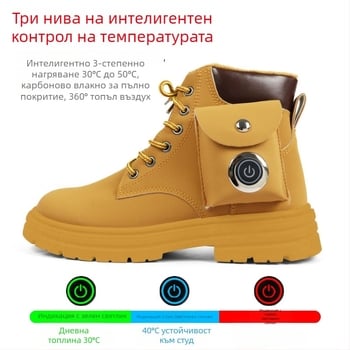 Затоплящи пантофи с USB отопляващи стелки, презареждащи, RH909, горна част изкуствен PU, подметка от пластмаса