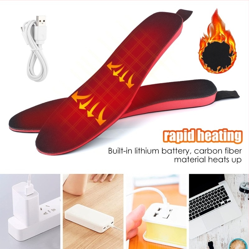 Електрически отоплящи стелки за обувки, безжично управление, три нива на температурата, рязаеми за различни размери, USB зареждане, литиева батерия