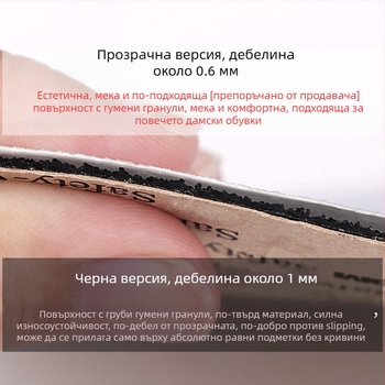 Антиплъзгаща се подметка за обувки от PVC филм, прозрачен тих подметков слой, за всички сезони, Muse Standing