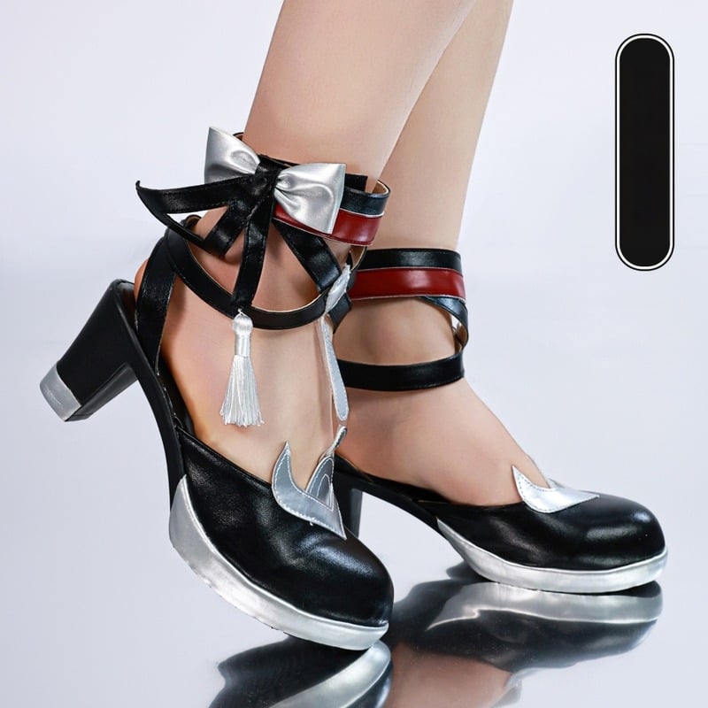 Genshin Impact косплей обувки, вдъхновени от Inkstone - остър нос, горна част от синтетична кожа, клиновиден ток над 8 см, гумена подметка, за жени