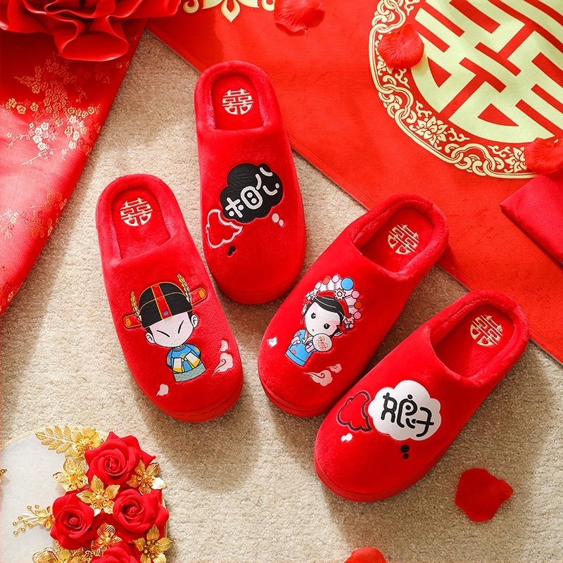 Домашни чехли за двойки – Fly-Toe, горна част от велур, подметка PVC, антиплъзгане, топли, есенно-зимска вътрешна употреба