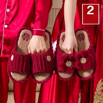 Унисекс пантофи за сватба за двойки, памучна горна част, PVC подметка, дишащи и противохлъзгащи, подходящи за всички сезони, дебелина на подметката 1.5-3.5 cm