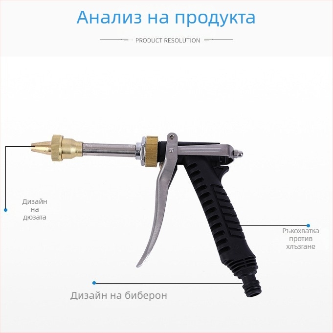 12V преносим водоструен пистолет за автомобили — Rong He, захранване от запалка, тегло 1.7 кг, подходящ за почистване на климатик и автомобилни повърхности