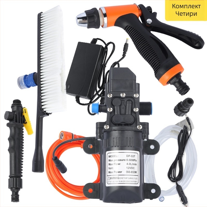 Преносим автомобилен водоструен пистолет, електрически, 12V захранване, високо налягане 0.5 MPa, тегло 1.2 кг