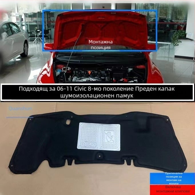 Изолационна вата за капака и облицовка на багажника (пластмасова) за Honda Civic осмо поколение (2006–2011) – Shengbo bao