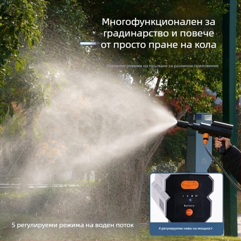 Портативен безжичен пистолет за високо налягане за миене на автомобили, литиева батерия, 12V, 4 л/мин, 1,7 MPa, 5000 RPM (12V | литиева батерия | 4 л/мин | 1,7 MPa | 5000 RPM)