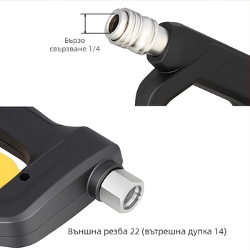 Пистолет за високо налягане за автомобилно миене – Lead Vibration, глава от неръждаема стомана, пластмасова дръжка, подходящ за автомобилни перални и високонапорни машини