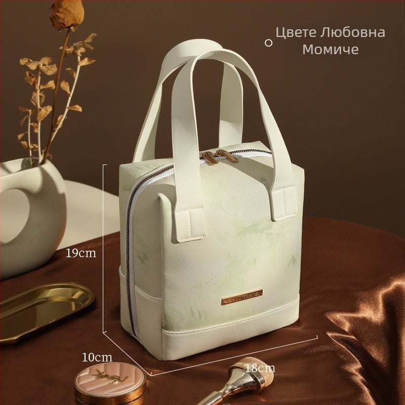 Козметична чанта с разделени отделения – PU, полиестерна подплата, принт пейзаж, Lohas Travel, пролет 2025