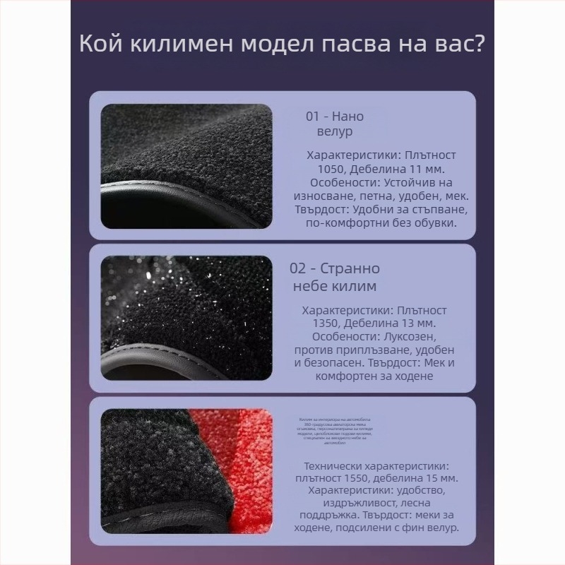 Интериорни подложки за автомобилни подове, 360° пълен обхват, 1.0 мм дебелина на наппа кожа, персонализирани за конкретен модел автомобил