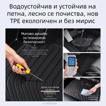 Автомобилни подложки за Geely Emgrand – пълно покритие, TPE подложки за крака, геометричен принт, подходящи за пет места