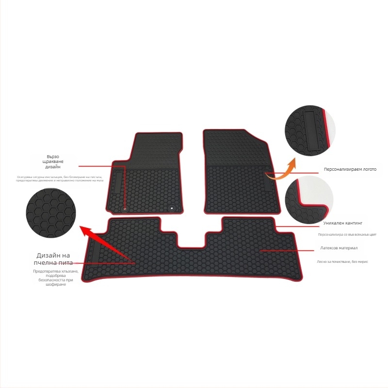 Латексови автомобилни стелки Land Rover Defender – персонализирани с лого и латексни подложки за крака