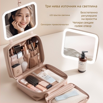 Пътуваща козметична чанта с USB порт, водоустойчива, сухо–мокро разделение, разширение, PU материал