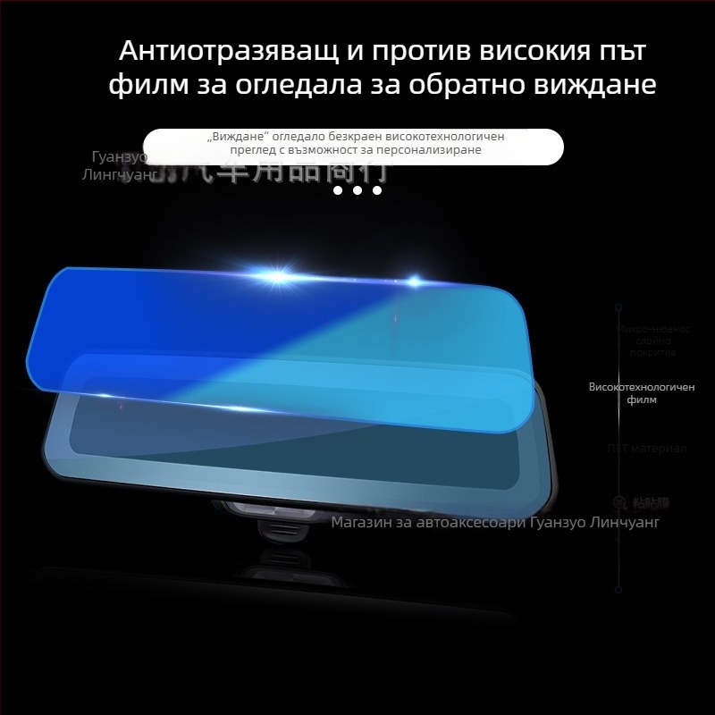 Автомобилно огледало за обратно виждане: филм против заслепяване, PET материал, силна адхезия, обработка по поръчка