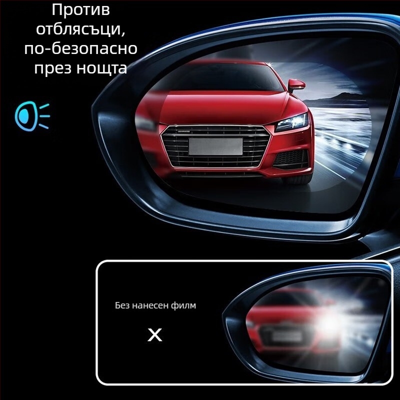 Филм за дъжд за автомобилно огледало за обратно виждане и за странично огледало – антиотсветляващ, антизамъгляващ, водоустойчив, HD качество