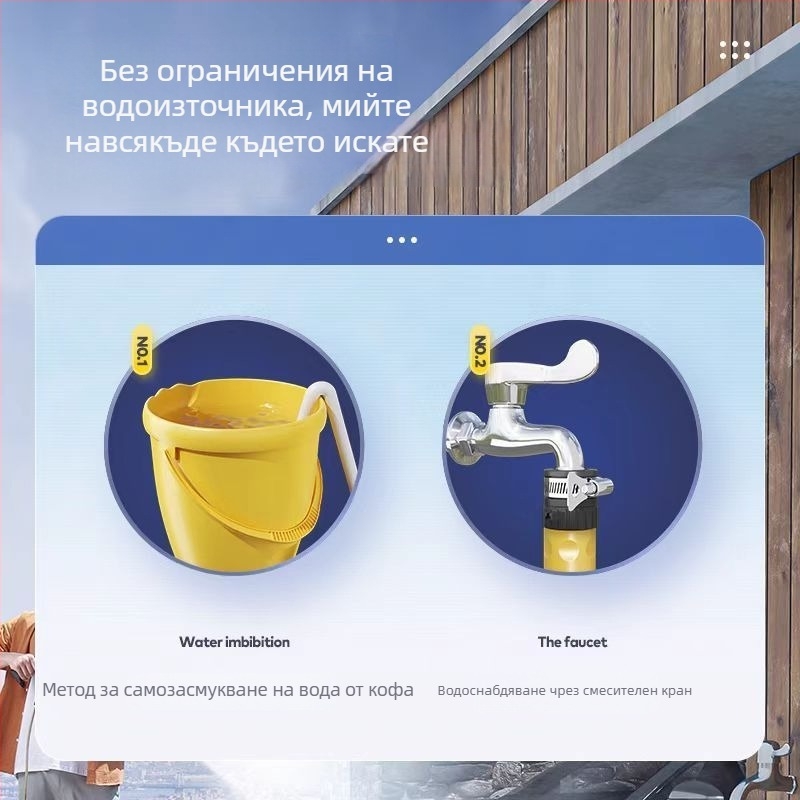 Машина за миене на автомобили, 1300 W, 220 V, модел Q4, диапазон на налягане 2,5–25 MPa, маркуч с високо налягане 5 m, воден маркуч 7 m