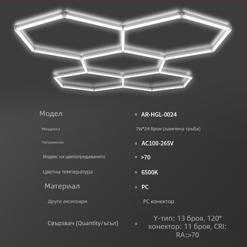 Garage light-0024 LED honeycomb dustproof lamp, 168W, 100 lm/W, 50 000 h, AC 100-265V