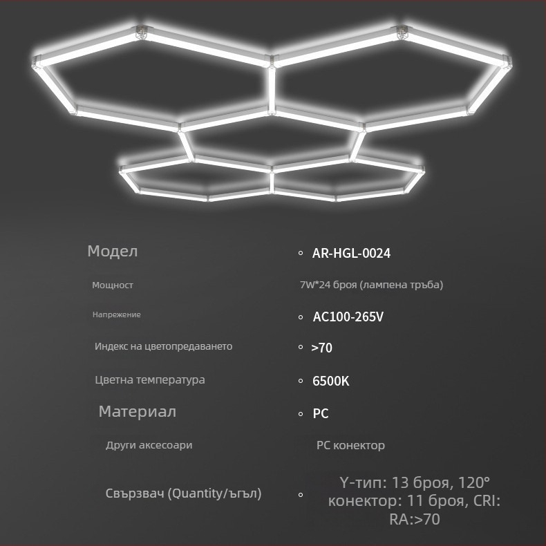 Garage light-0024 LED honeycomb dustproof lamp, 168W, 100 lm/W, 50 000 h, AC 100-265V