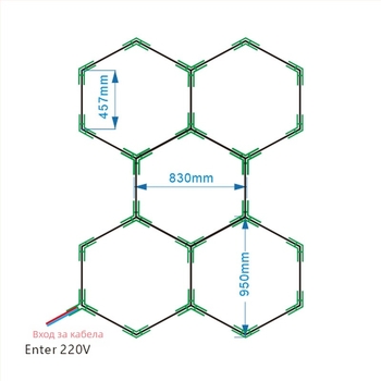IOED-5-110 LED гаражна лампа с пчелна клетъчна структура за работилници, 192W, 19200 lm, 85-265V, 500000 h