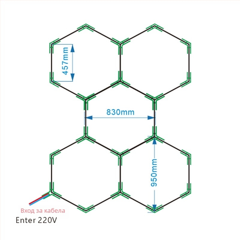 IOED-5-110 LED гаражна лампа с пчелна клетъчна структура за работилници, 192W, 19200 lm, 85-265V, 500000 h