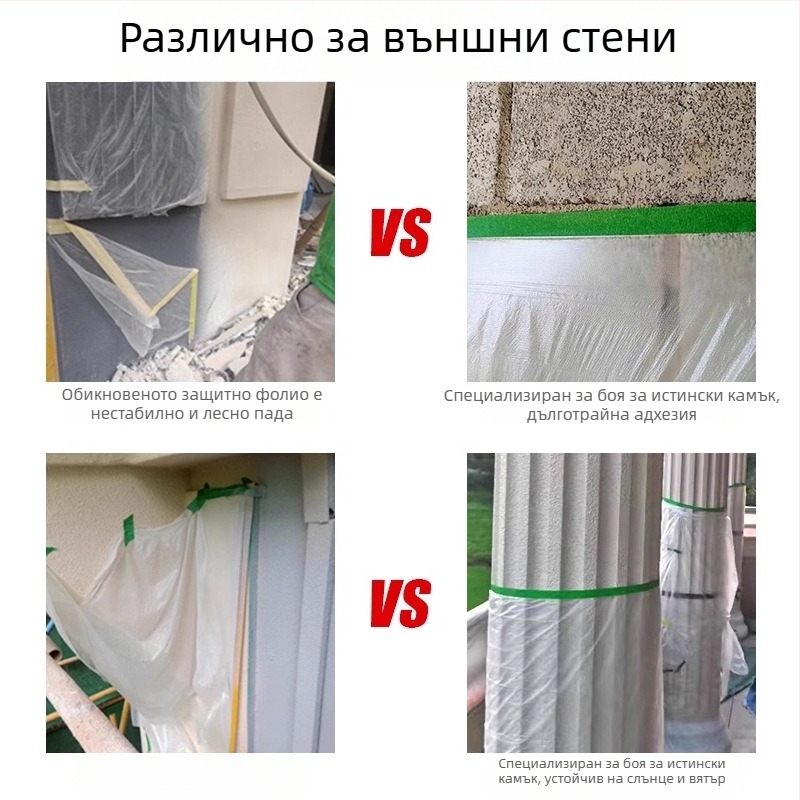 Маскиращ филм с текстурирана хартия за декорация и боядисване, защитно фолио с висока вискозност за стени и мебели