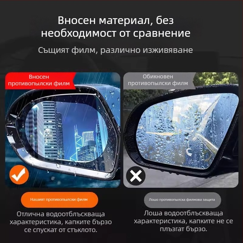First Benefit наноматериален филм за автомобилно задно огледало – водоустойчив, против запотяване и антиотразително покритие
