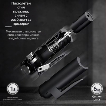 Автомобилен аварийно-спасителен чук с четири функции: стъклоразбивач, фенерче, карта за паркинг; метал + ABS